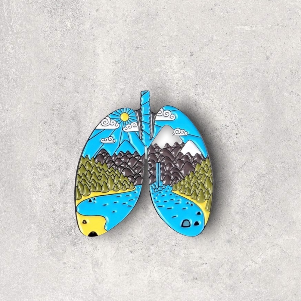 3/$18 NEW Lungs Mountain Adventure Outdoors Enamel Pin Brooch